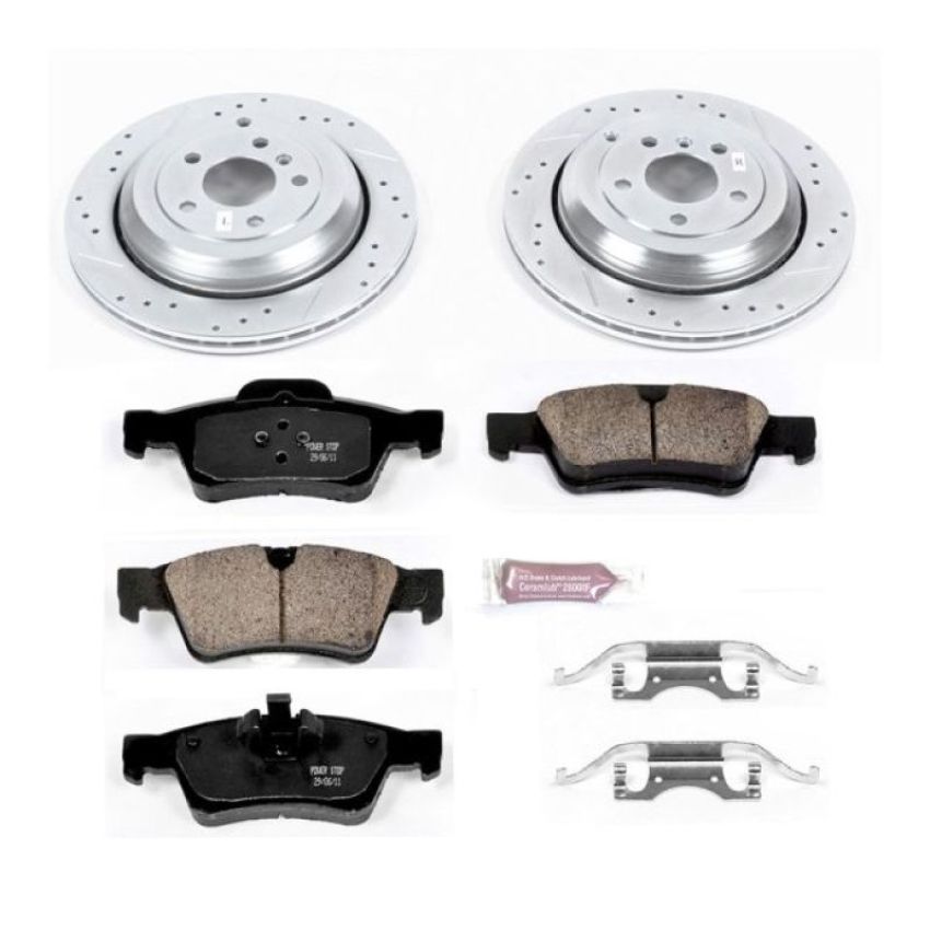 PowerStop K6708 Z23 Daily Driver Carbon-Fiber Ceramic Brake Pad and Drilled & Slotted Rotor Kit