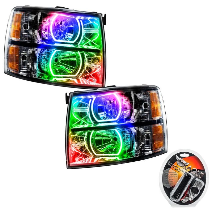 Oracle Lighting 8189-330 SMD Pre-Assembled Headlights, Black Bezel, Square Style, ColorSHIFT