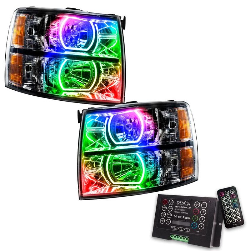 Oracle Lighting 8189-333 SMD Pre-Assembled Headlights, Black Bezel, Square Style, ColorSHIFT(tm) 2.0