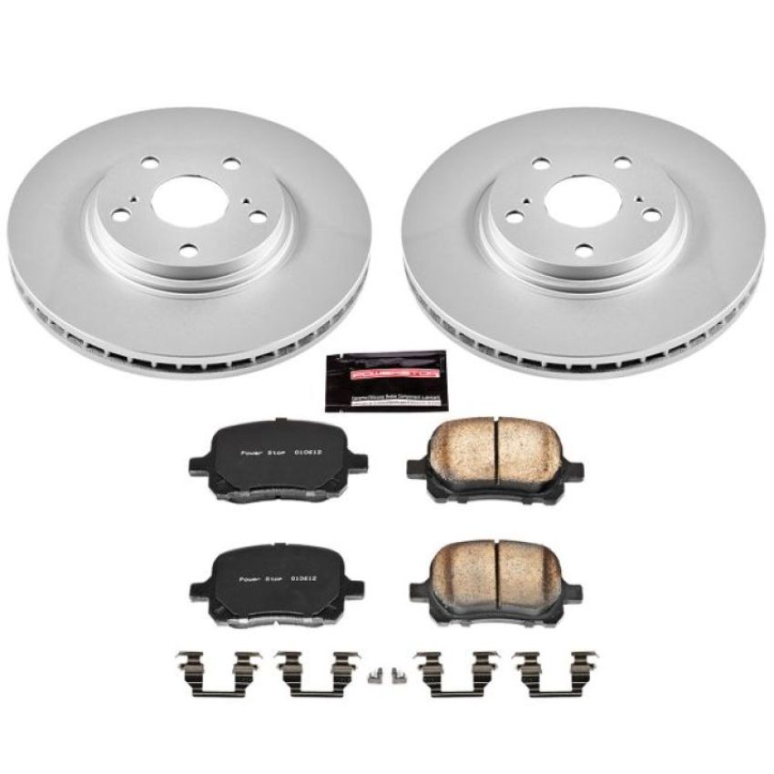 PowerStop CRK1135 Genuine Geomet Coated Rotor and Low-Dust Ceramic Brake Pad Kit