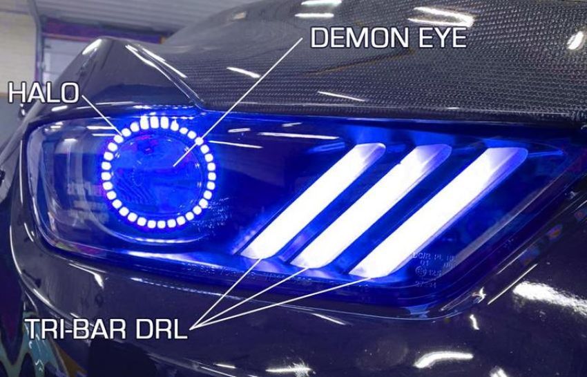 Oracle Lighting 8199-332 2015-2017 Ford Mustang Dynamic RGB+A Pre-Assembled Headlights - Black Edition