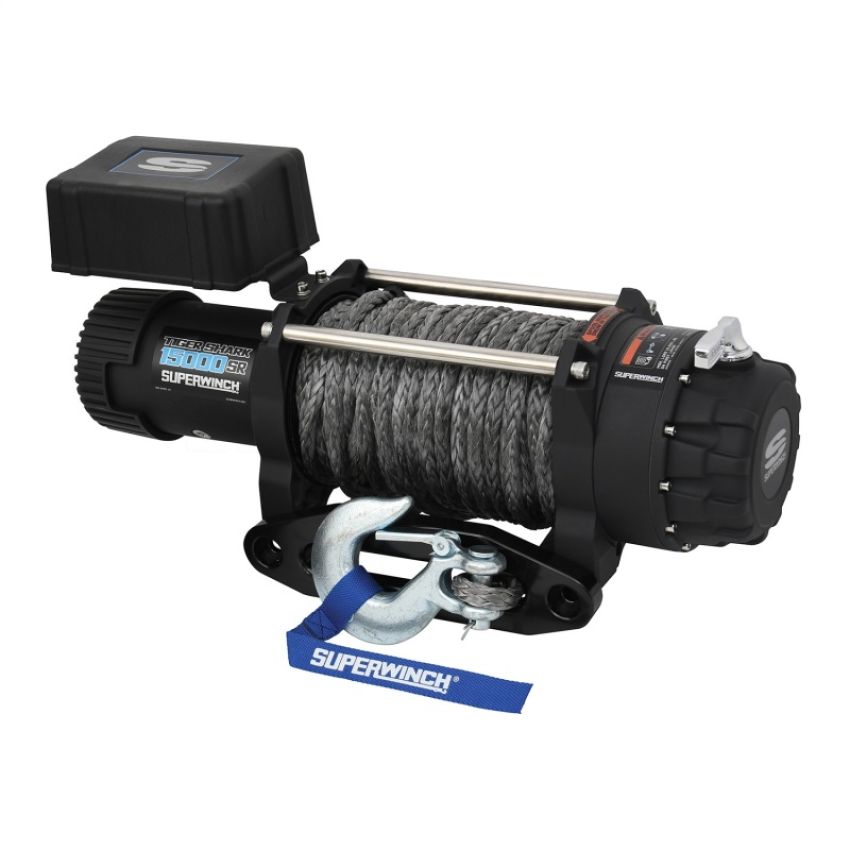Superwinch 1515001 15000 LBS 12V DC 15/32in x 78ft Synthetic Rope Tiger Shark 15000SR Winch