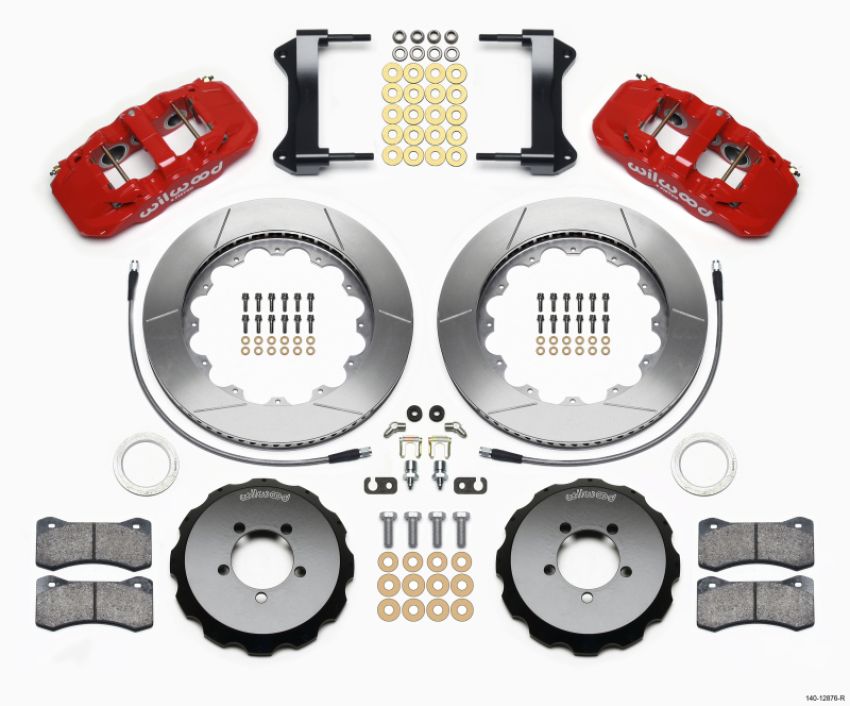 Wilwood 140-12876-R AERO6 Front Hat Kit 14.00 Red 1999-2012 Subaru WRX w/Lines