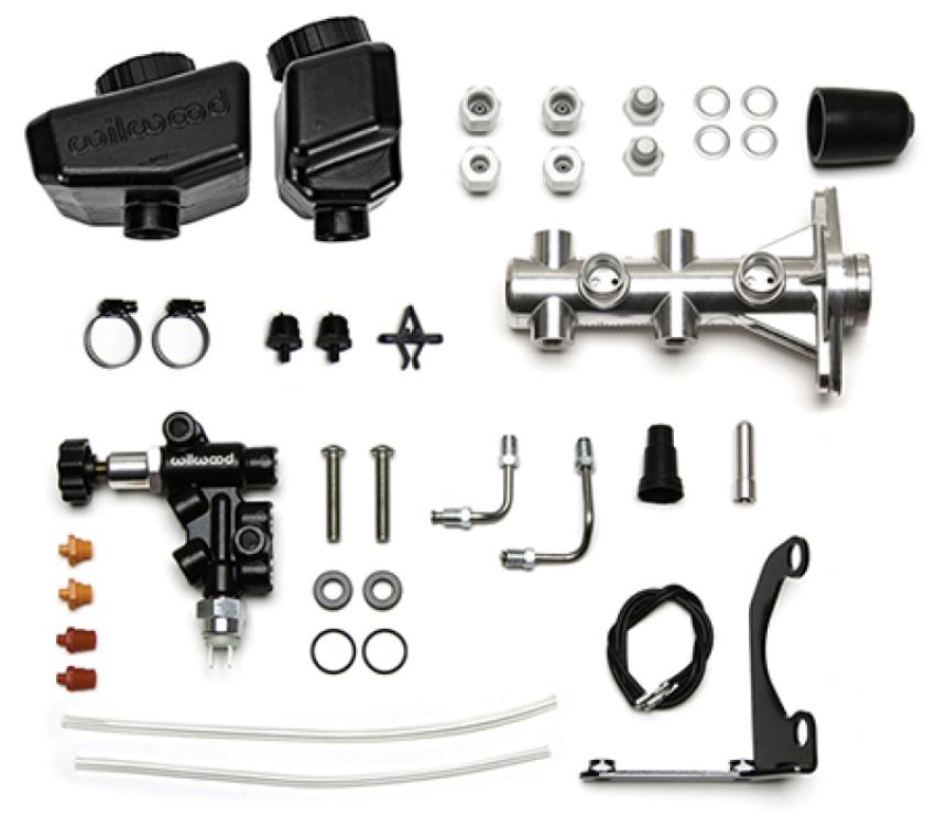 Wilwood 261-16962-P Remote Tandem M/C Kit w/Brkt and Valve - 1in Bore Burnished