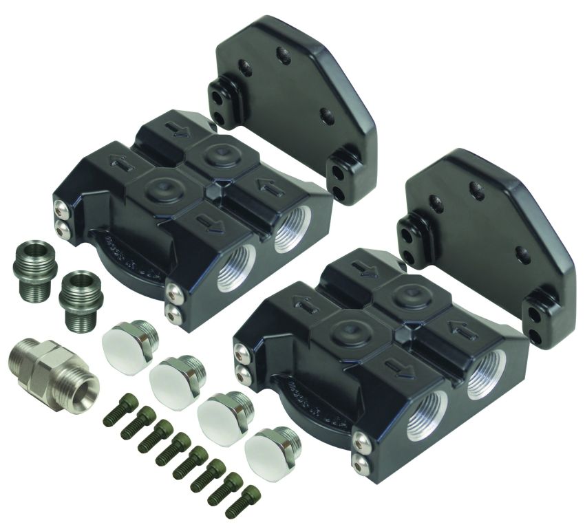 Derale 35727 Premium -10AN Side Ports Dual Filter Mount, 13/16
