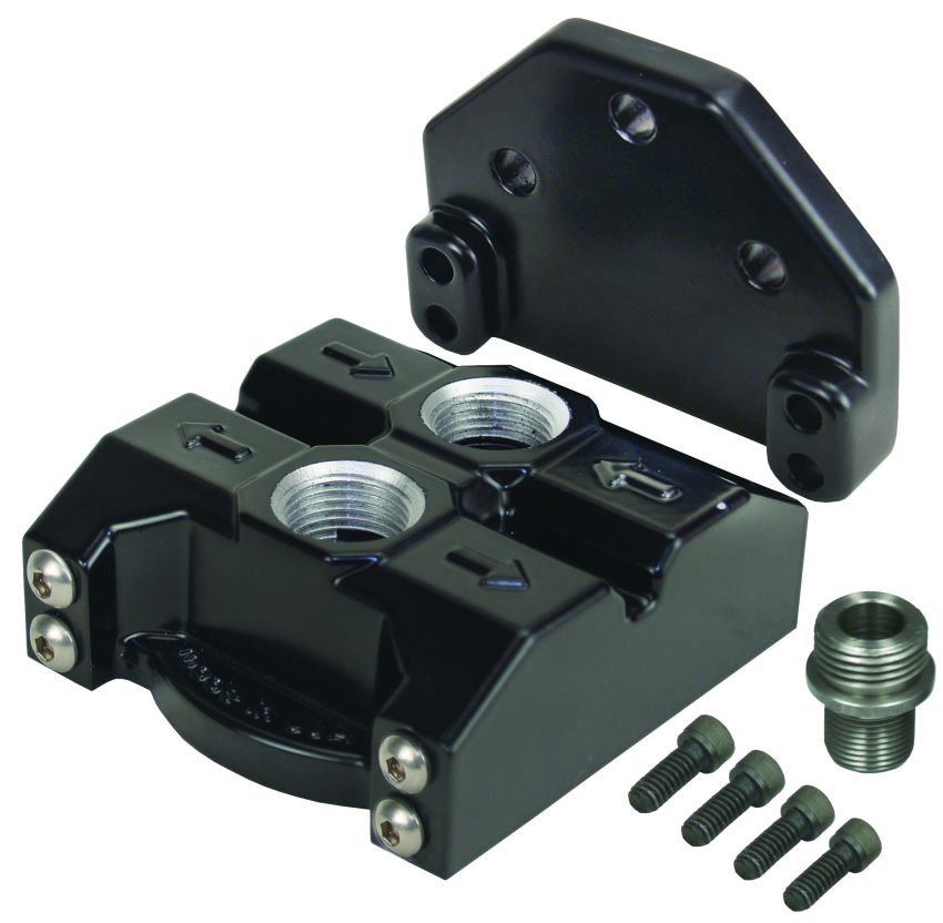 Derale 35728 Premium -10AN Ports Up Single Filter Mount, 13/16