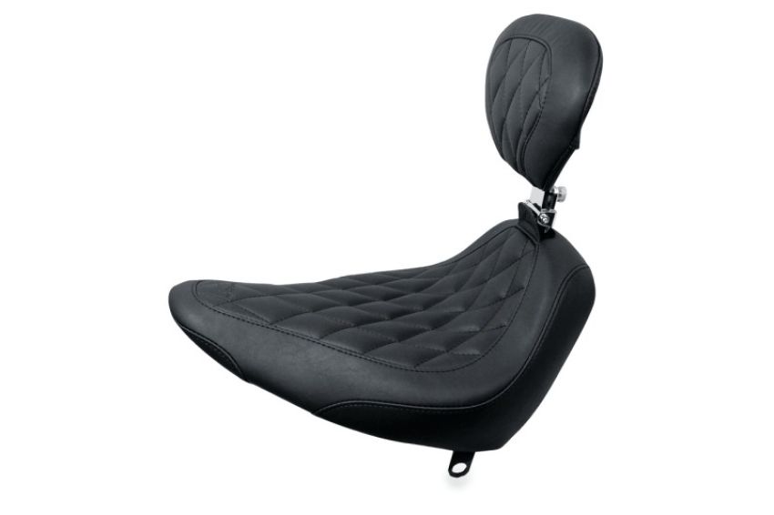 Mustang Motorcycle 79751 Mustang 84-06 Harley Standard Rear Tire Wide Tripper Solo Seat w/DBR Diamond Stitch - Black