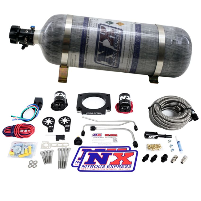 Nitrous Express 20934S-12 LS Single Entry 90mm Plate Hardline System (50-400Hp) W/ 12# Bottle