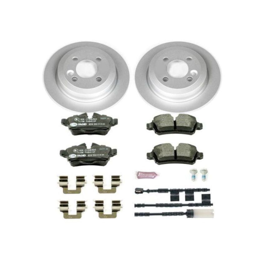 PowerStop ESK6331 Genuine Geomet Coated Rotors, ECE-R90 Brake Pads + Hardware Kit