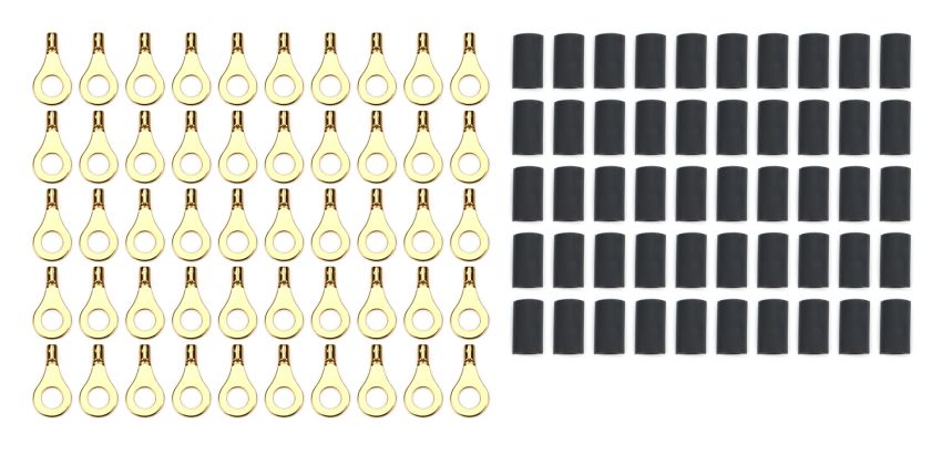QUICKCAR RACING PRODUCTS QRP57-460-50 Ring Terminal 1/4in 18- 22 Ga w/Heat Shrink 50pk