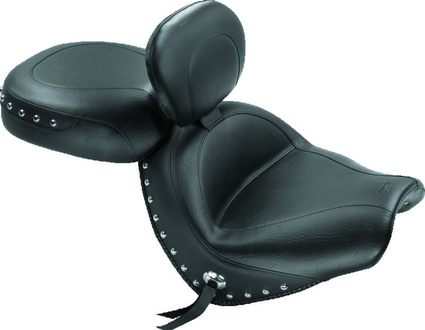 Mustang Motorcycle 79560 Mustang 04-09 Honda VTX1300C Wide Touring 2PC Seat w/Driver Backrest Studs - Black