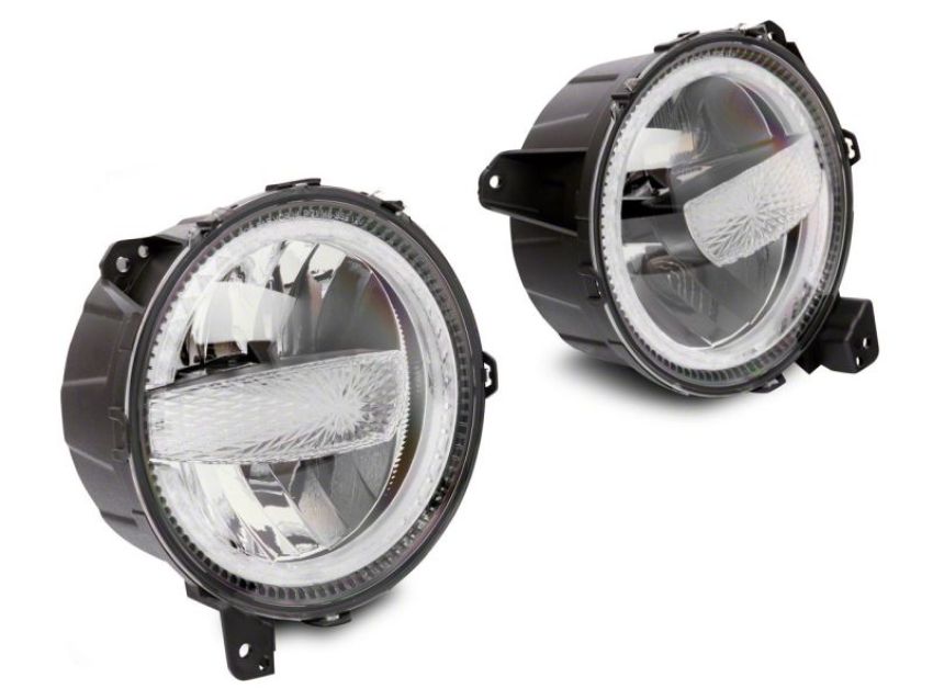 Raxiom J164371 18-23 Jeep Wrangler JL Axial Series 9-In LED Headlights- Blk Housing (Clear Lens)