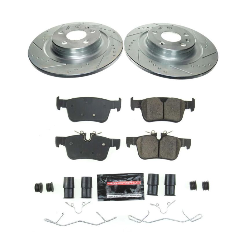 PowerStop K8224 Z23 Daily Driver Carbon-Fiber Ceramic Brake Pad and Drilled & Slotted Rotor Kit