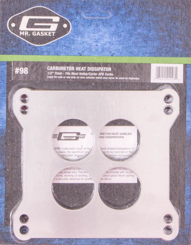 MR. GASKET MRG98 Carb. Dissipator 4-Bbl. 1/2in Thick- 4-Hole