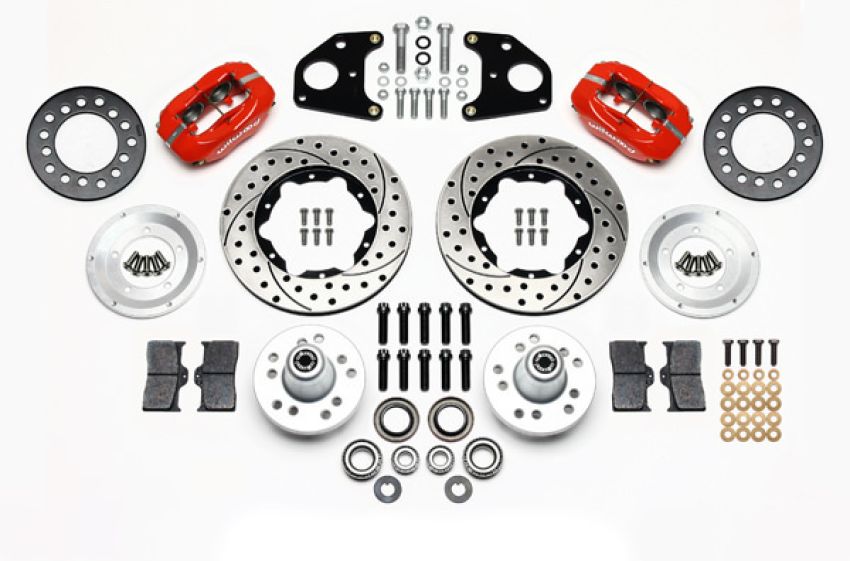Wilwood 140-11020-DR Forged Dynalite Front Kit 11.00in Drilled Red 62-72 CDP B & E Body-Drum