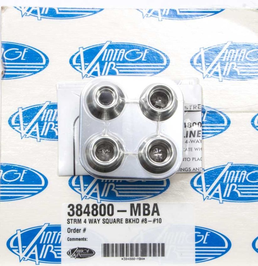 VINTAGE AIR VIN384800-MBA 4 Way Square Bulkhead #8 and #10 O-Ring