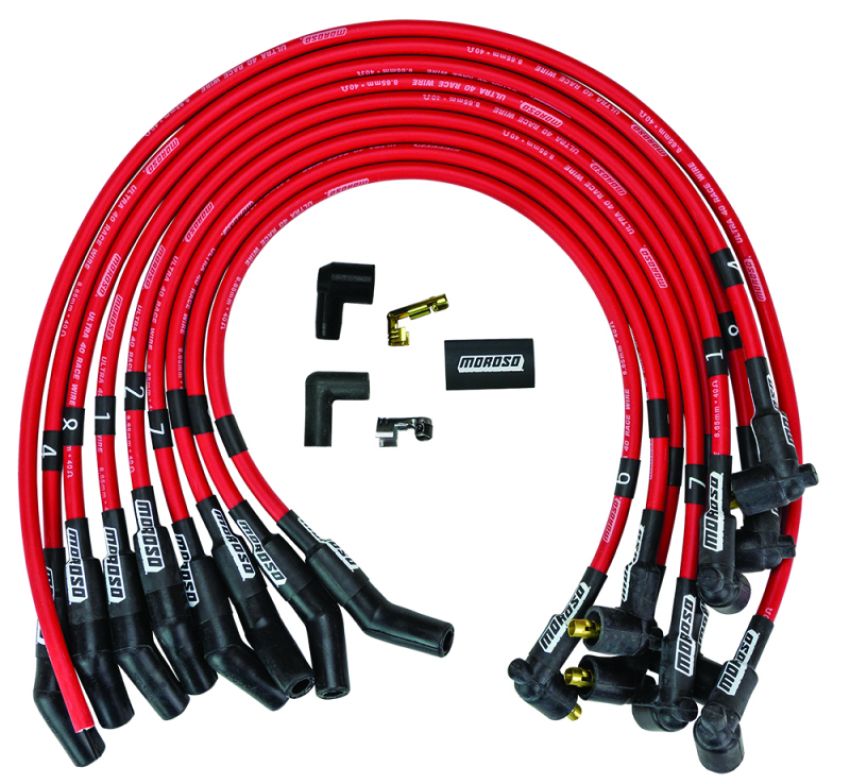 Moroso 73696 Ford 289-302 Ignition Wire Set - Ultra 40 - Unsleeved - Non-HEI - Under Header - Red