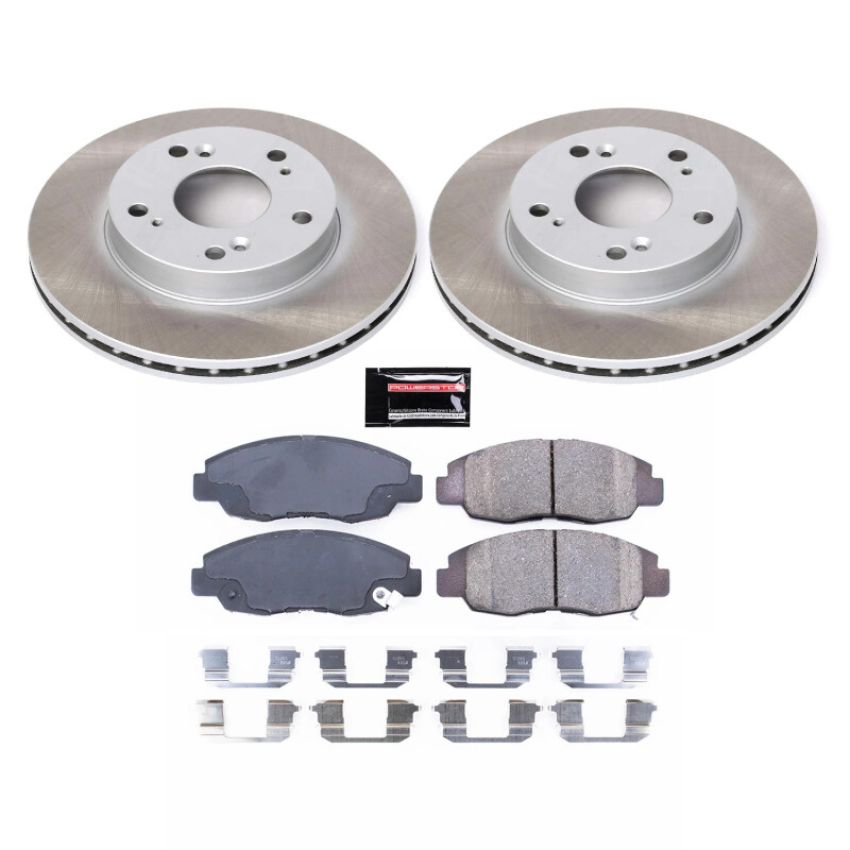 PowerStop SC2384 Semi-Coated Rotor and Low-Dust Ceramic Brake Pad Kit