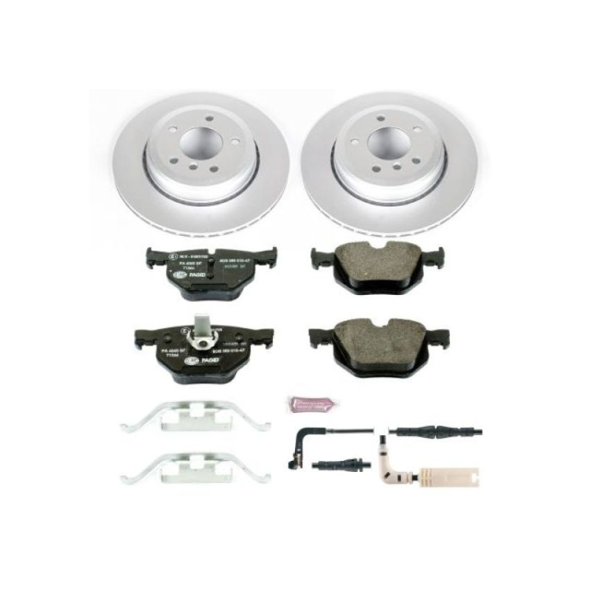 PowerStop ESK5361 Genuine Geomet Coated Rotors, ECE-R90 Brake Pads + Hardware Kit
