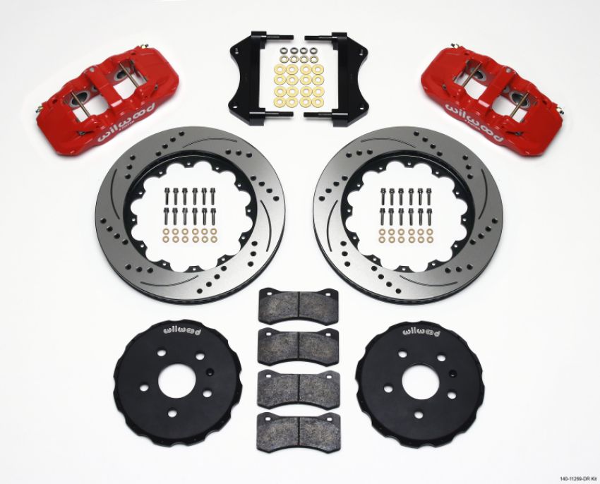 Wilwood 140-11269-DR AERO6 Front Hat Kit 14.25 Drilled Red 2010-2015 Camaro