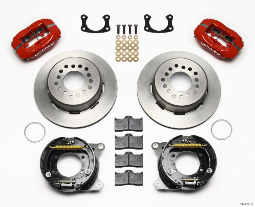 Wilwood 140-9791-R Forged Dynalite P/S Park Brake Kit Red New Big Ford 2.50in Offset Front Caliper Mount