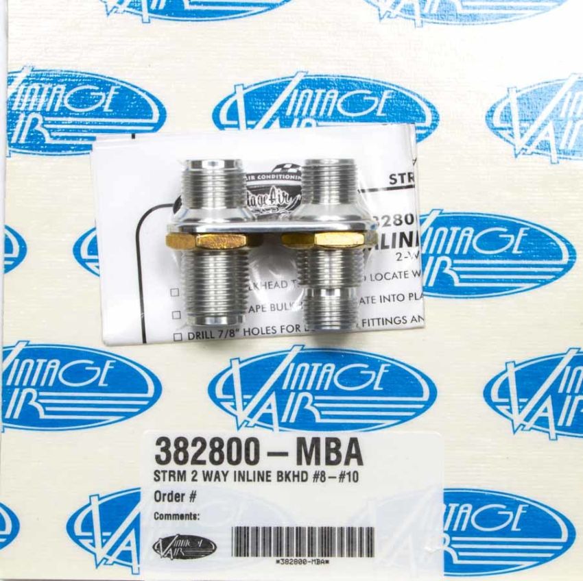 VINTAGE AIR VIN382800-MBA 2 Way In Line Bulkhead #8 and #10 O-Ring