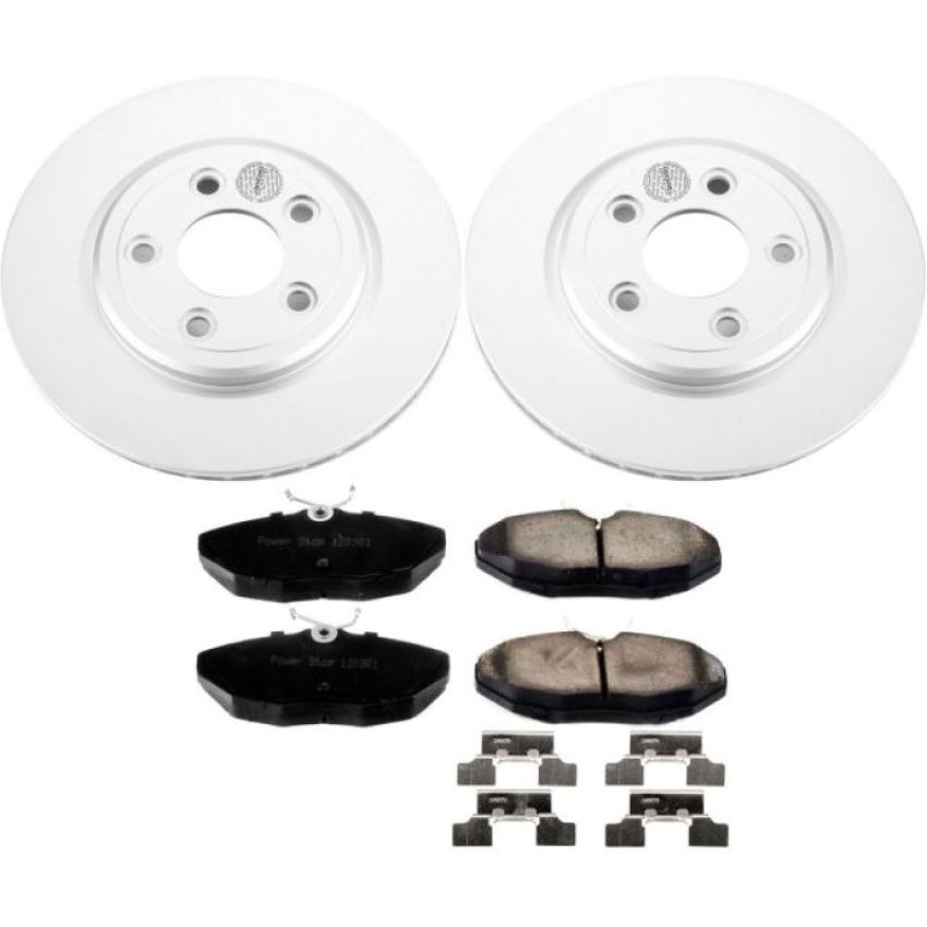 PowerStop CRK3141 Genuine Geomet Coated Rotor and Low-Dust Ceramic Brake Pad Kit
