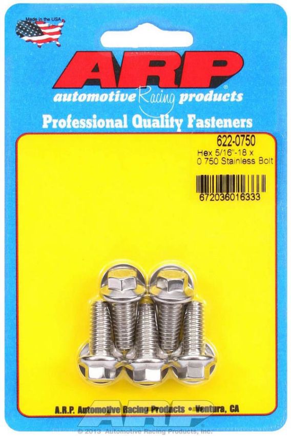 ARP ARP622-0750 S/S Bolt Kit - 6pt. (5) 5/16-18 x .750