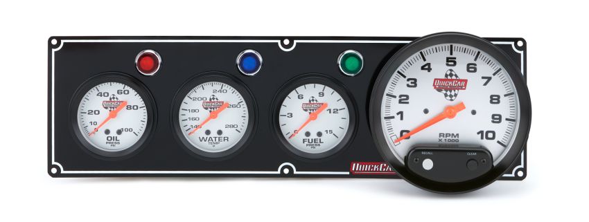 QUICKCAR RACING PRODUCTS QRP61-6742 3-1 Gauge Panel OP/WT/FP w/5in Tach Black