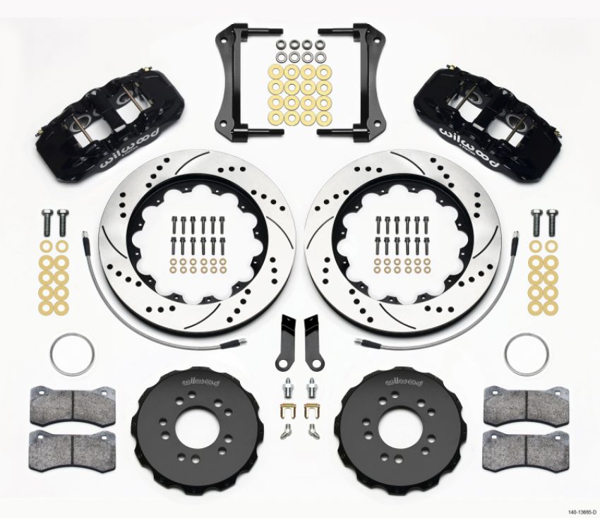 Wilwood 140-13685-D AERO6 Front Hat Kit 14.00 Drilled 2005-2014 Mustang w/ BMR Suspn. w/Lines