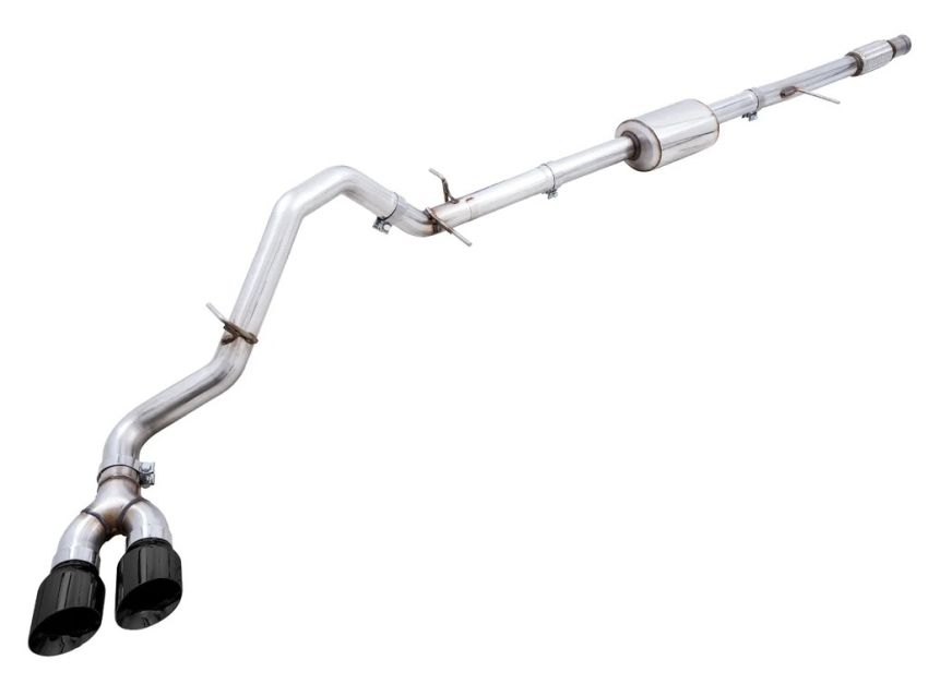 AWE Tuning 3015-23208 4th Gen GM 1500 5.3L 0FG Catback Dual Side Exit (Flat Bumper) - Diamond Tips