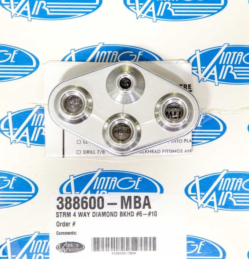 VINTAGE AIR VIN388600-MBA 4 Way Diamond Bulkhead #6 & #10 Male O-Ring