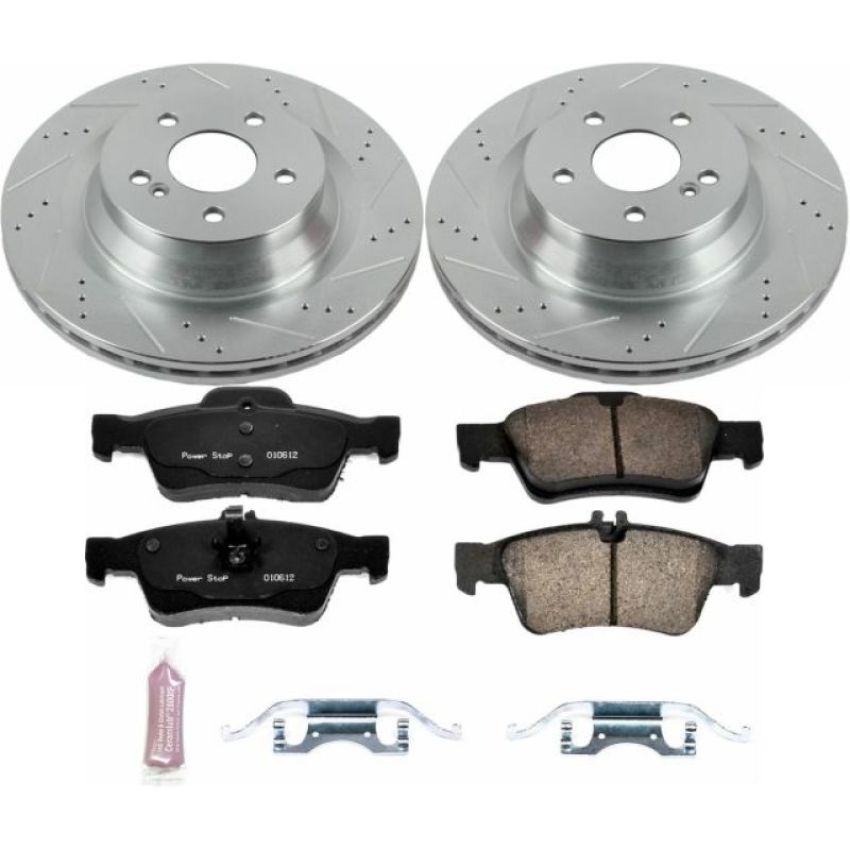 PowerStop K6881 Z23 Daily Driver Carbon-Fiber Ceramic Brake Pad and Drilled & Slotted Rotor Kit