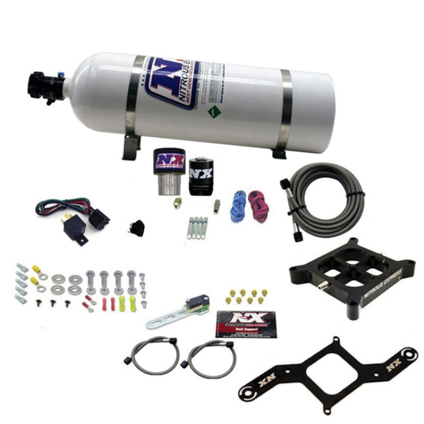 Nitrous Express 63940-15 SINGLE ENTRY CROSSBAR RNC .178 250-650HP (4150 FLANGE) W/15LB BOTTLE