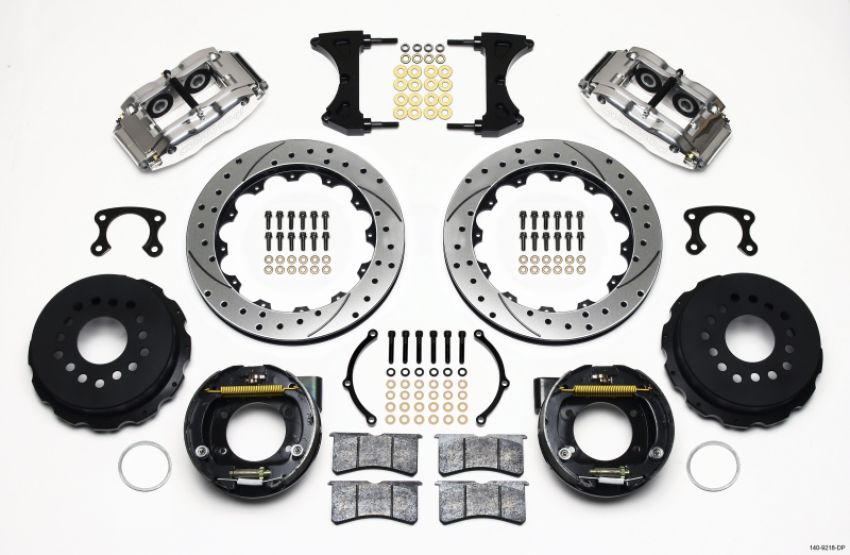 Wilwood 140-9218-DP Narrow Superlite 4R Rear P-Brk Kit 12.88in Drill Polish Big Ford New Style 2.36in Offset