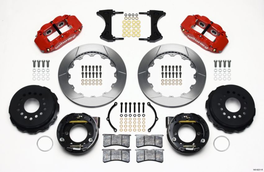 Wilwood 140-9221-R Narrow Superlite 4R Rear P-Brk Kit 12.88in Red 2005-2014 Mustang