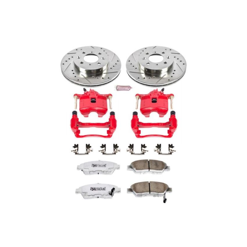 PowerStop KC694A-26 Z26 Street Performance Ceramic Brake Pad, Drilled Slotted Rotor, and Caliper Kit