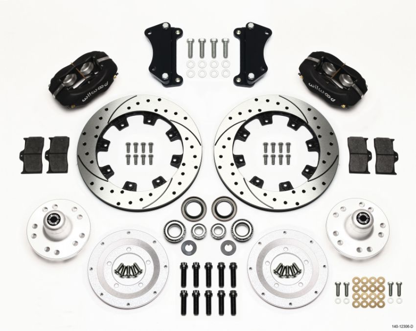 Wilwood 140-12306-D Forged Dynalite Front Kit 12.19in Drilled Heidts Tri -5 2 inch Drop Spindle