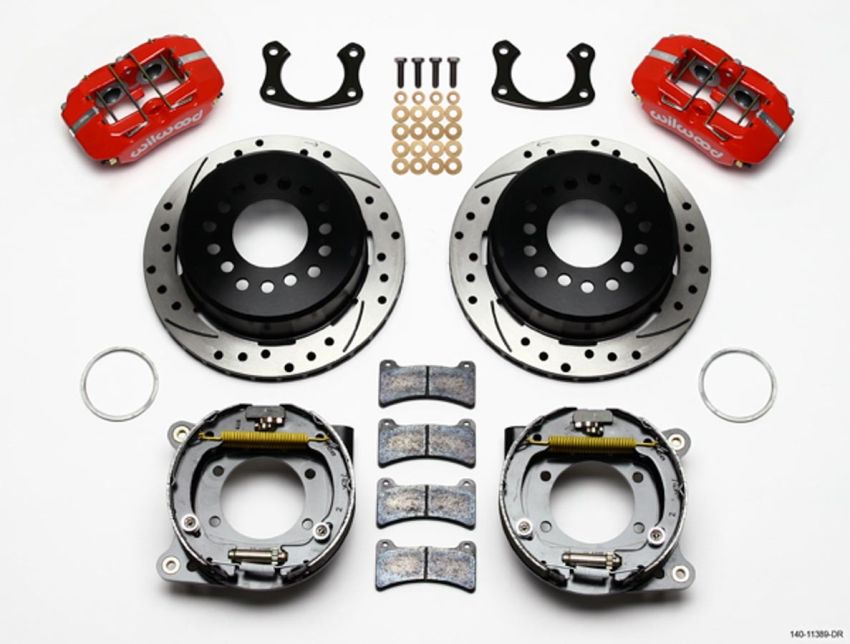 Wilwood 140-11389-DR Dynapro Low-Profile 11.00in P-Brake Kit Drill-Red New Big Ford 2.50in Offset