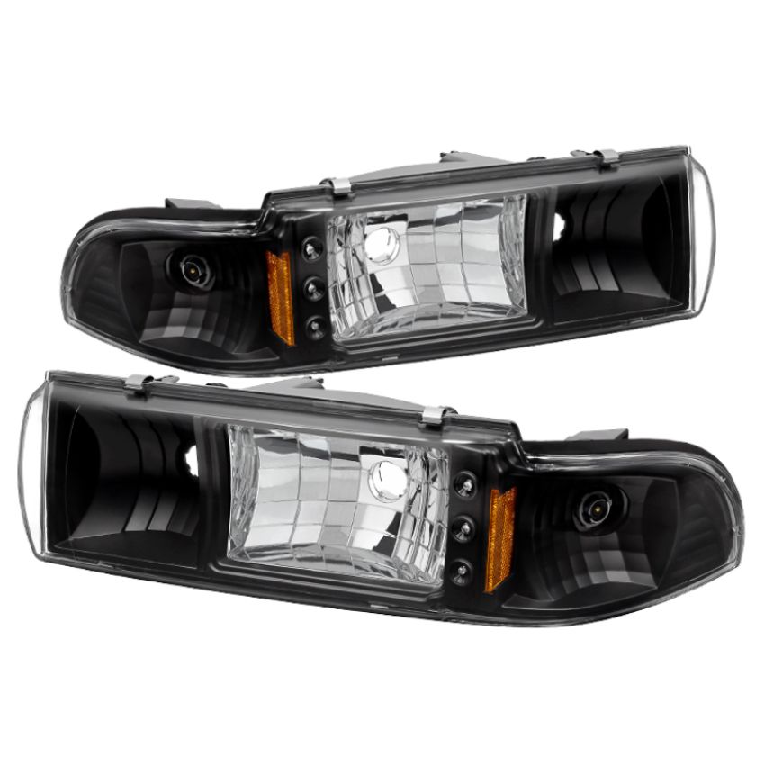 SPYDER 5031631 Xtune Chevy Caprice 91-96 / Impala 91-96 1Pc LED Crystal Headlights Black HD-ON-CCP91-1PC-LED-BK