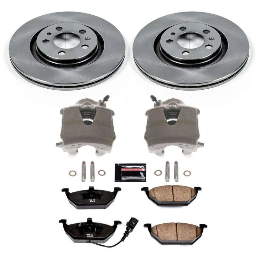 PowerStop KCOE839 OE Stock Replacement Low-Dust Ceramic Brake Pad, Rotor and Caliper Kit