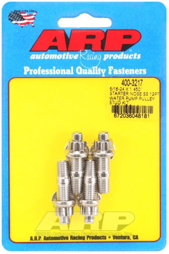 ARP 400-3217 5/16-24 x 1.450 Starter Nose SS 12Pt Water Pump Pulley Stud Kit