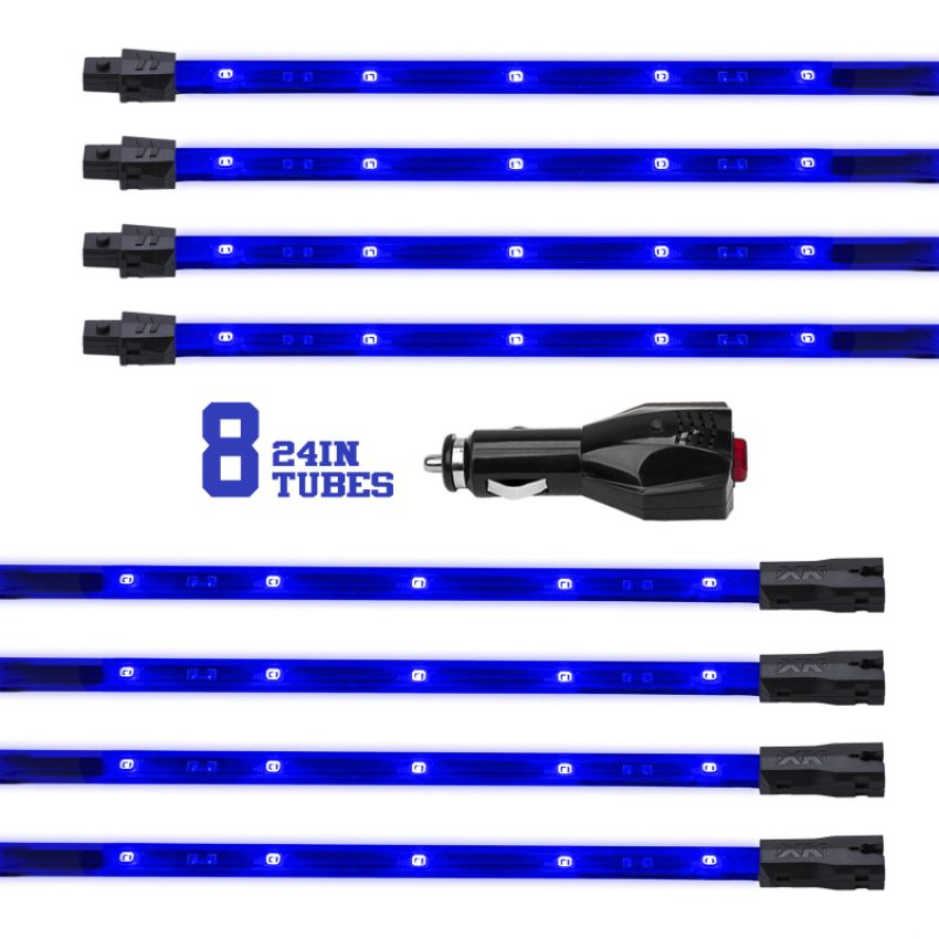 XKGLOW XK041002-B XK Glow Tube Single Color Underglow LED Accent Light Car/Truck Kit Blue - 8x24In