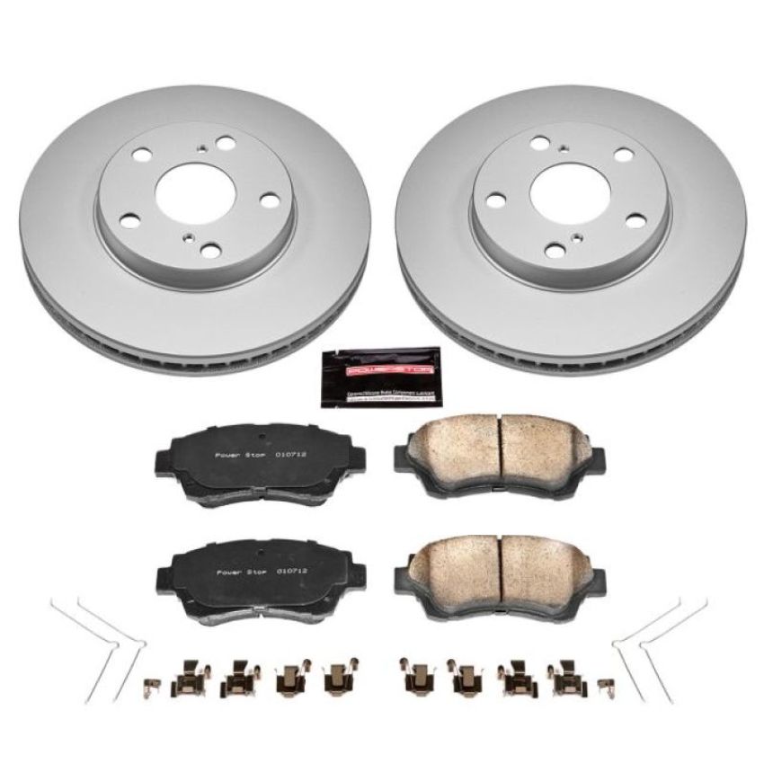 PowerStop CRK1054 Genuine Geomet Coated Rotor and Low-Dust Ceramic Brake Pad Kit