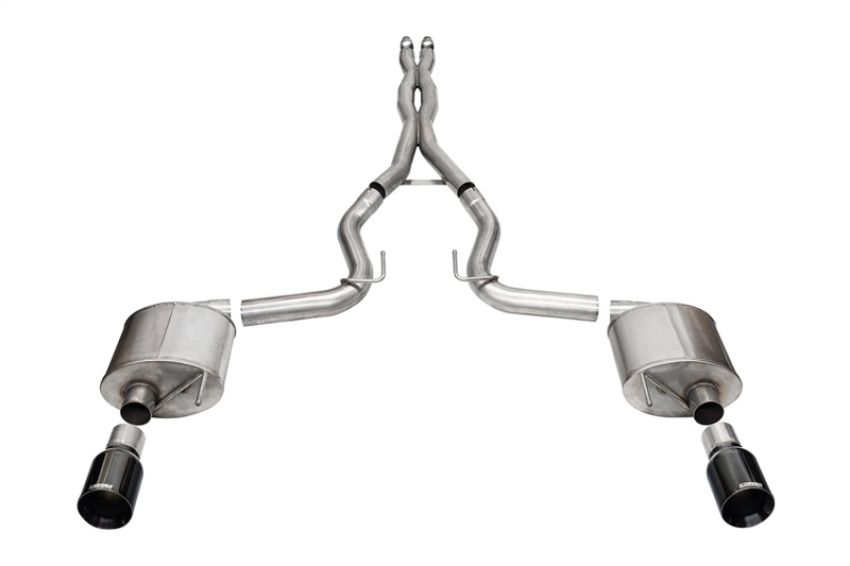 CORSA Performance 21255BLK Corsa 2024 rd Mustang GT- Sport Cat-Back Ex.Sys 3.0in Dual Rear Exit w/4.5in Blk PVD StraightCut Tip