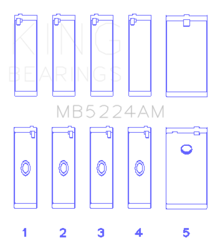 King General Motors 400CI 6.6L V8 OHV Crankshaft Main Bearing Set (Set of 5)