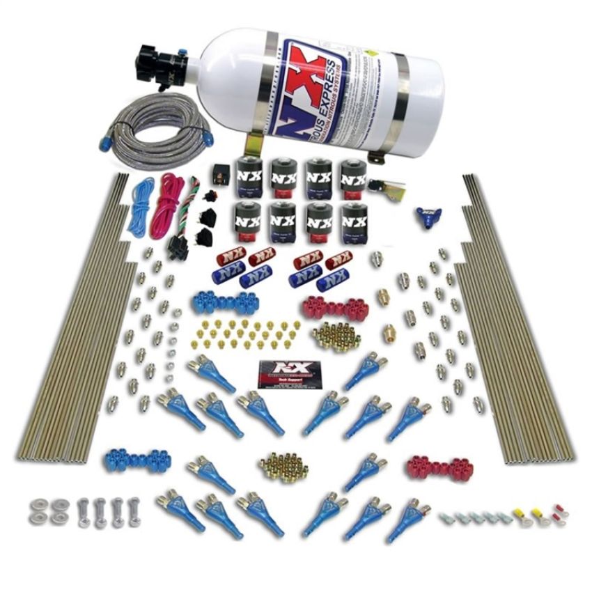 Nitrous Express 90008-10 SHARK DUAL STG /GAS 16 NZLS (200-1200HP) 8 SOLENOIDS WITH 10LB BOTTLE