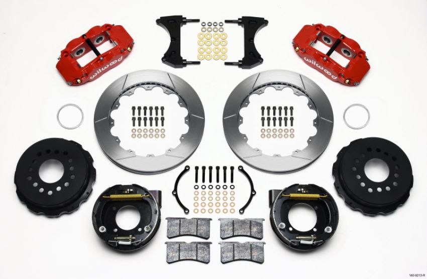 Wilwood 140-9213-R Narrow Superlite 4R Rear P-Brk Kit 12.88in Red Chevy 12 Bolt w/ C-Clips