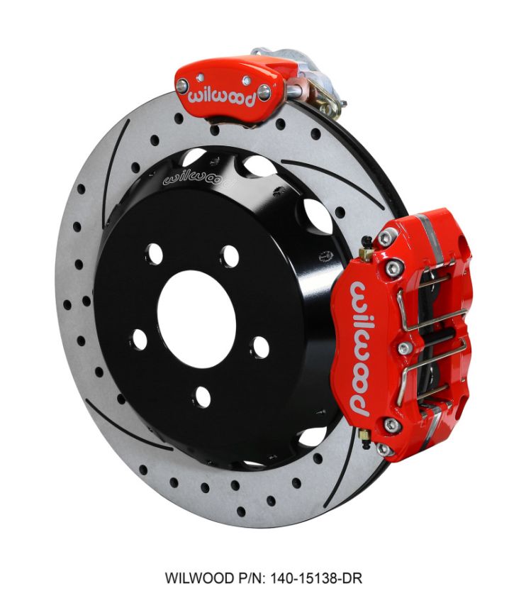 Wilwood 140-15138-DR Dynapro Radial / MC4 Rear Kit 12.88 Drilled & Slotted Red 2015 Ford Mustang w/Lines