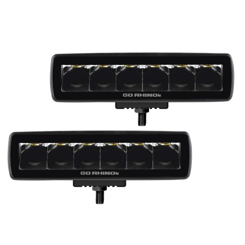 Go Rhino 750300621SBS Xplor Blackout Series Sixline LED Spot Light Kit (Surface/Threaded Stud Mount) - Blk (Pair)